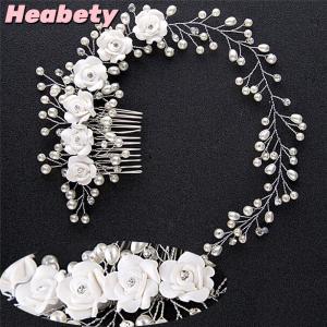 Heabety Luxury Wedding Hair Jewelry For Bridal Pearl Hair Comb Hand Made Hair Accessory New