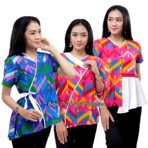 Batik Wanita Blouse Atasan Modren S-M-L-LXL-XXL-3L-4L-5L By Batik Dua Putri Pekalongan Collection = FANTA