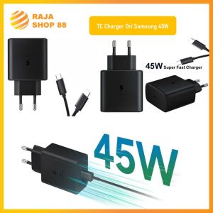 Charger Samsung Original 100% Type C ke Type C Real 45W Fast Charging Free Pouch Serbaguna