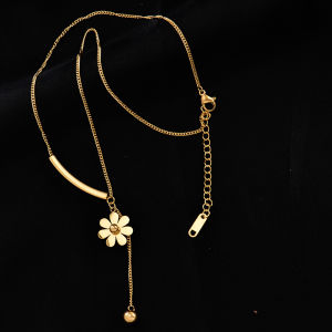 Little Daisy Necklace Celebrity Tassel Floral Clasp Chain 小雏菊项链女钛钢不掉色冷淡风气质首饰名媛流苏精致锁骨链