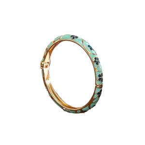 GENENIC Traditional Vintage Cloisonne Bangle Classic Chinese Womens Hand Bracelet Handicraft Vintage Hollow Out Flower Bangle Girls