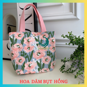 Túi xách tay thời trang nữ - Túi Tote canvas 2 lớp họa tiết in hoa phong cách Hàn Quốc
