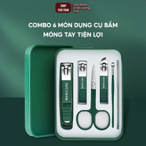 COMBO Bộ Dụng Cụ Bấm Móng 6 Món Kèm Hộp Đựng Bộ Cắt Bấm Dũa Móng Tay Móng Chân Đa Năng