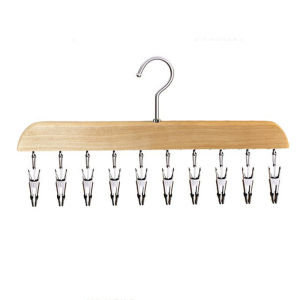 MLADEN 10 Clips Clothes Hanger Anti Slip Solid Wooden Clothes Hanger Underwear Storage Penyangkut Baju Kayu