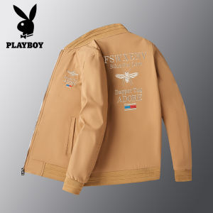 Playboy Europe and The United States Wind Bee Embroidery Pattern Baseball Collar Jacket Light Luxury Personality Fashion Jacket Mens Explosive Jacket.