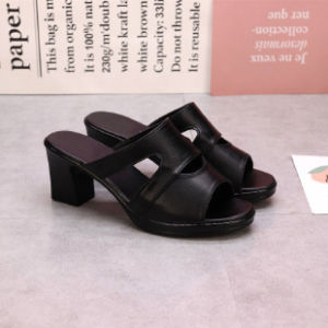[Free Shipping] 2026 New Fashion Thick-Soled Slippers Soft Leather High-Heeled Sandals WomenS Shoes Chunky Heel Outdoor Waterproof Platform Sandals
