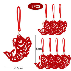 YESPERY 6pcs Chinese New Year Outdoor Scene Layout Flocking Red Decor Decoration Festival Bonsai Money Tree Pendant