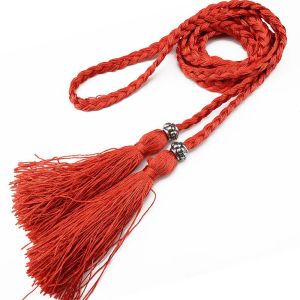 COVIEEZB Trang trí Phụ nữ Dây thắt lưng Cây cung Dây dệt Tua Thắt lưng bện Dây chuyền thắt lưng Thắt lưng tua rua Dây thắt lưng