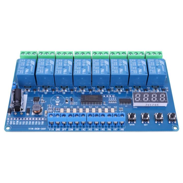 DC 8V-36V Digital Timer Relay Board 4/8 Channel LED Display ...