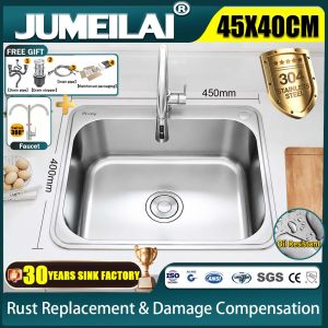 【Reliable Aftercare】304 kitchen sink Embedded Installation-free45*40cm lababo stainless complete set