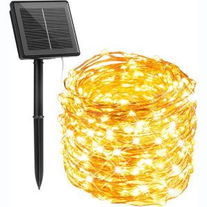Multicolor Solar Fairy String Lights IP65 Waterproof Outdoor LED Copper Wire Lights with 8 Lighting Modes for Garden Patio Balcony Christmas & Party Decor