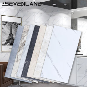 Sevenland มีกาวในตัว PVC กันน้ำรูปแบบหินอ่อนสติกเกอร์วอลล์เปเปอร์ติดผนังชั้นสติกเกอร์ตกแต่งบ้านห้องนั่งเล่นห้องนอนห้องน้ำ