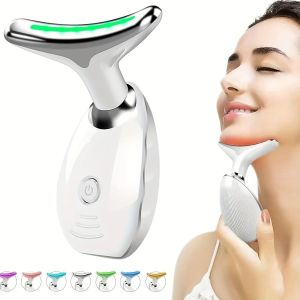 DHALUSA Health LED Neck Massager 7 Color EMS Microcurrent Face Beauty Device Anti Wrinkle Face Skin Lifting Machine