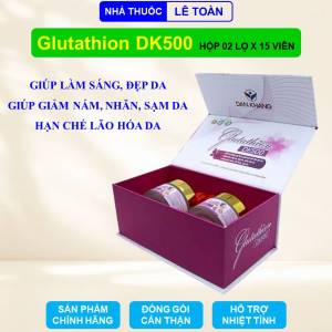 Viên uống sáng đẹp da giảm nám nhăn da Glutathion DK500 hộp 02 lọ x 15 viên chăm sóc sắc đẹp