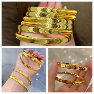 MODERNLUX Copper Cats Eye Bracelet Personalized Fashionable Jewelry Accessories Simple Gold Bangle