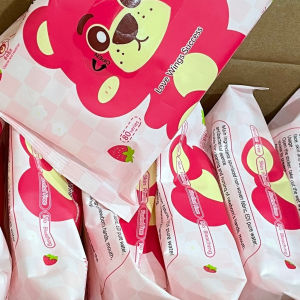 Thùng 10 Gói Khăn Giấy Uớt Gấu Hồng (1 Gói 80 Tờ) - Khăn Uớt Gấu Đâu Lotso Tiện Lợi Tiết Kiêm