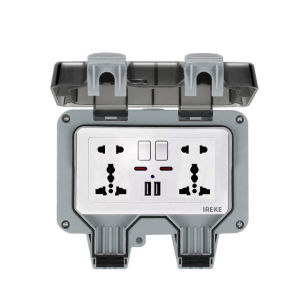 Outdoor waterproof socket wall power socket universal 3 5 hole dual USB charger port rainproof waterproof box