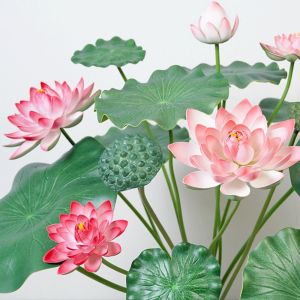 CINDYKHBKJ Long Stem Landscape Artificial Flower Artistic DIY Decoration Decorative Fake Flower Home Ponds Decor Props Simulated Lotus Flower Wedding Decoration