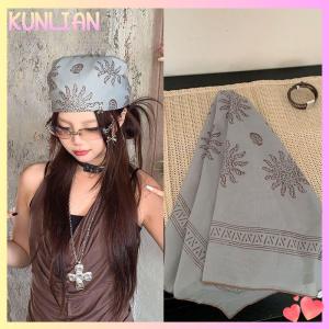 [KUNLIAN] Fashion Y2K Retro Leopard Print Hair Scarf Spicy Girl Punk Hip Hop Headscarf Hair Accessories Streetwear Small Square Scarf