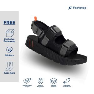 Footstep Footwear Sandal Casual pria wanita Hydro Black Grey
