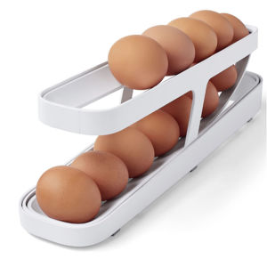 Auto Rolling Egg Tray Rack Holder Storage Box Kitchen Fridge Organizer Food Storage Container Space Saving 2 Layers