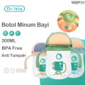 Dr.isla water bottle for baby 300ML sippy cup for baby with handle BPA Free safety buckle baby water bottle training carrier for baby WBP31. 