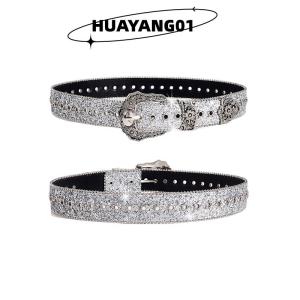 HUAYANG01 [HOT FASHION] Personality Gothic Rhinestone Belts For Women Girl Fashion PU Leather Belts Western Cowboy Y2K Retro Jeans Skirt Decor Waistband