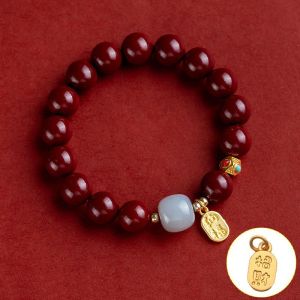 Natural cinnabar bracelet  Gold Swallowing Beast Cinnabar Bracelet Lucky Strike to turn good luck