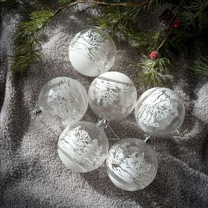 YESPERY ลูกบอลการทาสีโปร่งใสสำหรับเทศกาลคริสต์มาส6ชิ้น6ซม. เครื่องประดับต้นคริสต์มาสแขวนการตกแต่งคริสต์มาส DIY ปาร์ตี้
