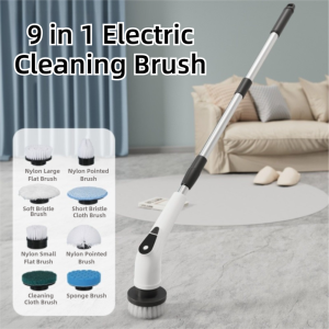 ALLUCK 5 Speeds Electric Spin Scrubber 9 in 1 Replaceable Brush Heads Kitchen Cleaner  Adjustable Extension Handle Shower Cleaner Brush for Home