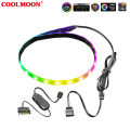 COOLMOON LED Strip 4 Pin Interface Magnetic RGB Light Strip 40cm 5V ARGB 24 Lamp Beads Soft LED Strip for Computer. 