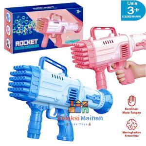 Mainan anak bubble gun bazooka rocket launcher machine tembakan gelembung sabun