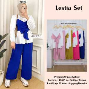 Setelan Remaja Kekinian Atasan Tunik Kimono Bawahan Celana Kulot Lestia Oneset Fashion Wanita