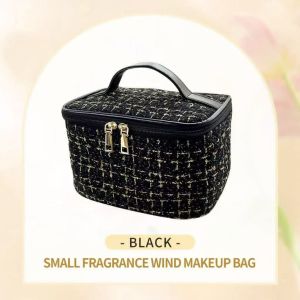 TB BAG #8989 FASHION PU LEATHER SMALL CLASSIC ELEGANT STYLE MULTI-FUNCTIONAL MAKEUP BAG WITH TWEED PATTERN FOR WOMENS