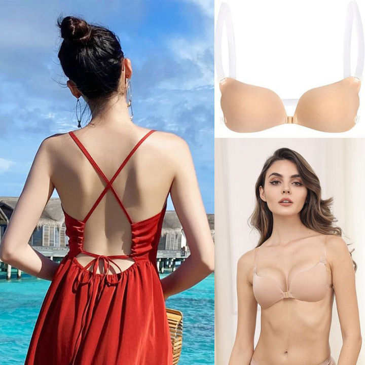 1PC Women Invisible Bra Push Up Silicone Bra with Transparent Straps  BackleSE