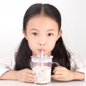 POTIKA แก้วน้ำเด็ก แก้วน้ำ มีฝาเปิด-ปิดสามารถกันหกได้ พร้อมหลอดดูด ขนาด 350 ML.
