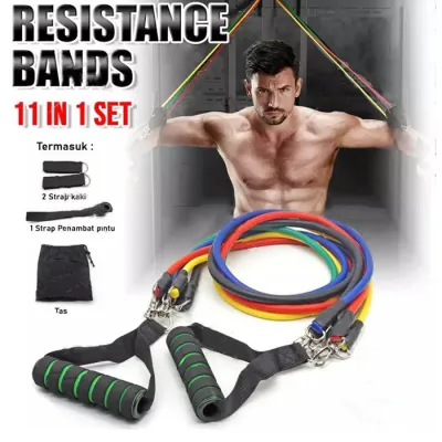 Premium Resistance Band set 11 Pcs per Set Tali Tarik Karet Gym Yoga Fitness