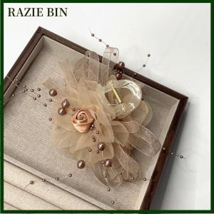 RAZIE BIN Fashion Temperament Mesh Bow Bead Tassel Women Ponytail Shark Clip Girl Headwear Accessories