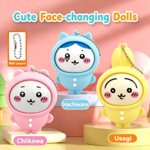 Chiikawa Press-Change Face PVC Figurine Doll Pendant Hachiware Usagi Keychain Pendant  Holiday Gift