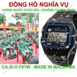 Đồng Hồ Nghĩa Vụ F91 Pin Lâu 7 năm Chống Nước Tuyệt Đối Chuông To Đèn Sáng Made In Malaysia Q5