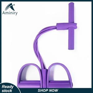 Aminiry[Love sports] Tập thể dục kẹo cao su 4 và 6 ống cao su đạp Exerciser Sit-up kéo dây Expander ban nhạc đàn hồi Yoga thiết bị Pilates tập luyện