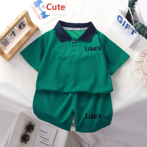 Terno for Kids Boy Waffle Short Sleeved Shirt for Boys and Girls Korean Edition Casual Breathable Sport Set