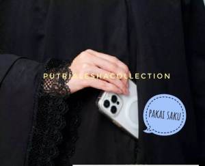 Bergo Umroh Haji Bahan Katun Premium Aman Bersaku Hitam Standar