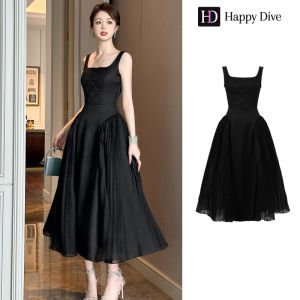 Happy Diva เดรสผู้หญิง เดรสสีดำ เดรสทรงเอ เดรสซาติน เดรสทำงาน เดรสไฮโซ เดรสวินเทจ เดรสออกงาน เดรสปาร์ตี้ ชุดราตรี 9831