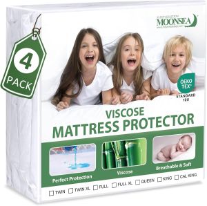 Waterproof Mattress Protector Twin Size Skin Friendly and Breathable Twin Mattress Cover for Kids Viscose Jersey Mattress Pad with 14" Deep Pocket