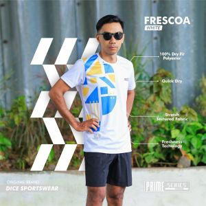 DiCE PRIME Jersey Frescoa White Kaos Dryfit Poliester Premium Quality