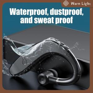 Warm Light Wireless Bluetooth 5.0 Ear-Hook Earphones Sports Business Single Ear Headset Handsfree Headphone With Mic For Cell Smartphones