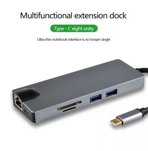 8 In 1 Type C Hub Combo USB C to HDMI VGA 4k USB 3.1 Ports SD/TF Reader RJ45 100M USB-C