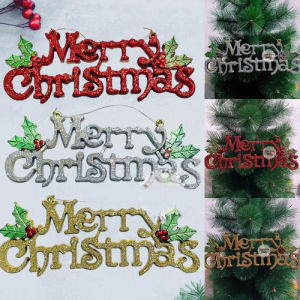 Tulisan merry christmas gantungan hiasan pohon natal dekorasi pintu natal Dekorasi Natal Emas dan Perak