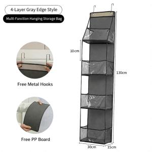 4/6 Layers Over‑the‑Door Hanging Storage Bag PVC Space‑Saving Organizer for Wardrobe Clothes Toys Cosmetics